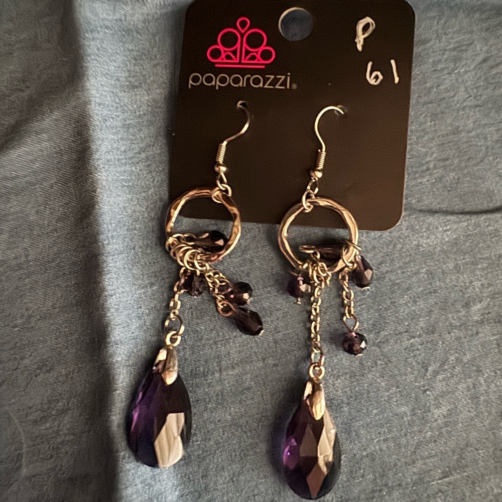 Paparazzi Bohemian Purple and Gold Charm Earrings